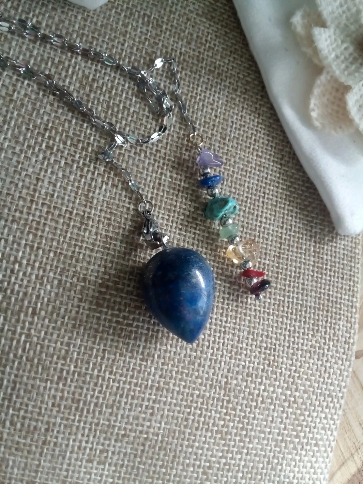 Pendule 7 chakras et pierre en lapis lazuli – photo 2